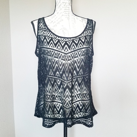 Apt. 9 Sheer Black Sleeveless Blouse - Picture 1 of 3